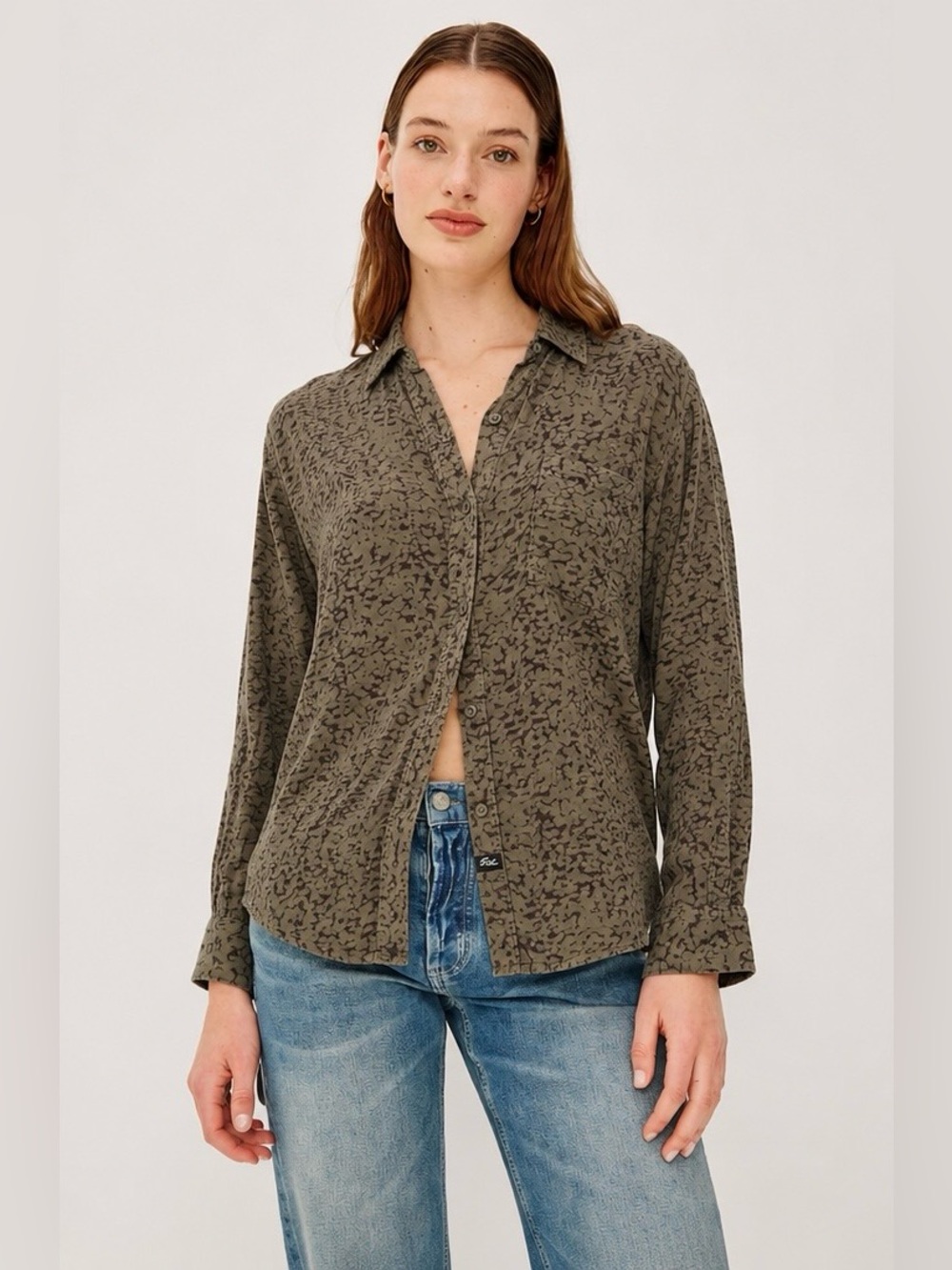 Anthropologie Rails Olive Rosci Longsleeve Button-Down Shirt Blouse pocket